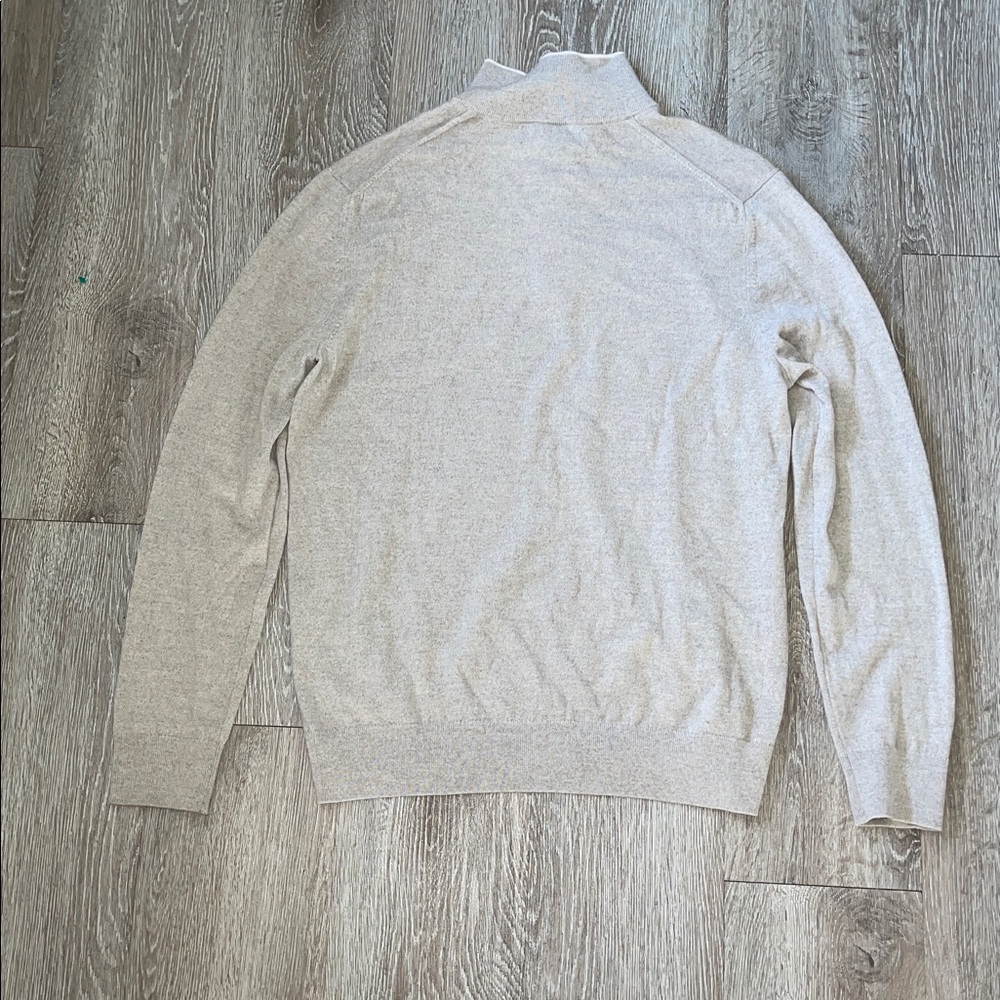 Banana Republic Men's Light Gray quarter Zip-Up Sweater merino wool large casual - Picture 4 of 4